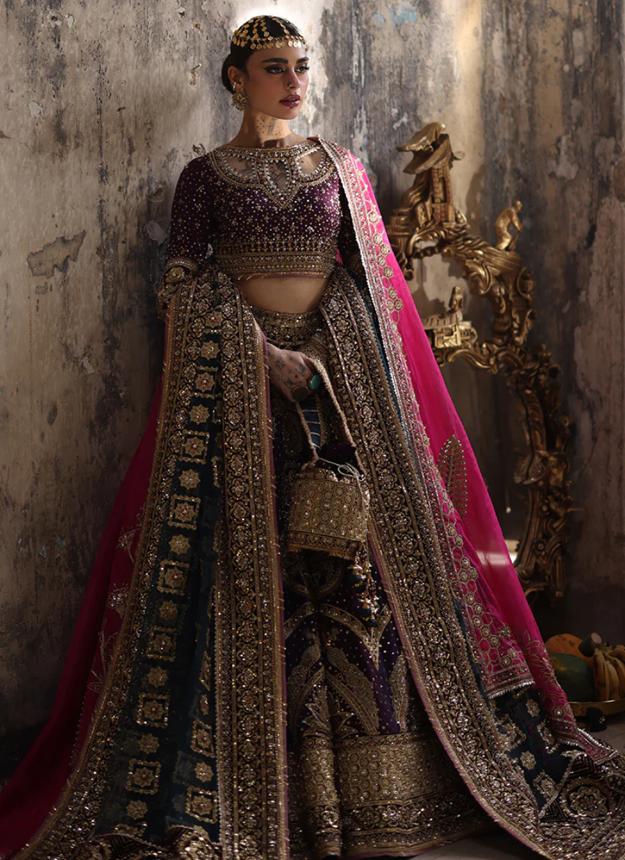 16 Regal Plum & Gold Bridal Lehenga Choli