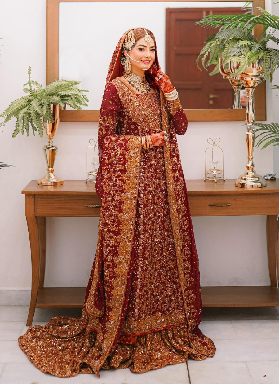 18 Crimson Gold Heavily Embellished Bridal Dress