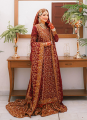 18 Crimson Gold Heavily Embellished Bridal Dress